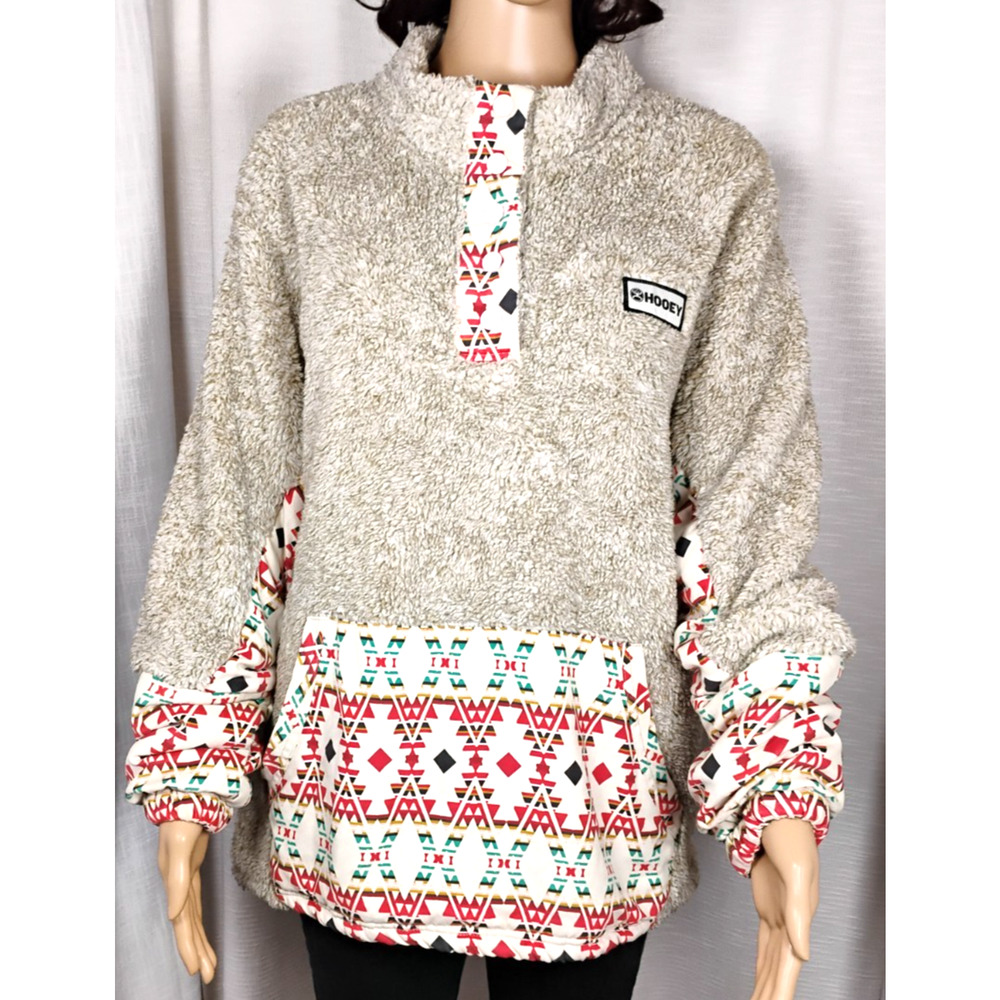 Hooey Teddy Sherpa Fleece Pullover Snap Neck Aztec Western Jacket Relaxed L - Picture 2 of 16